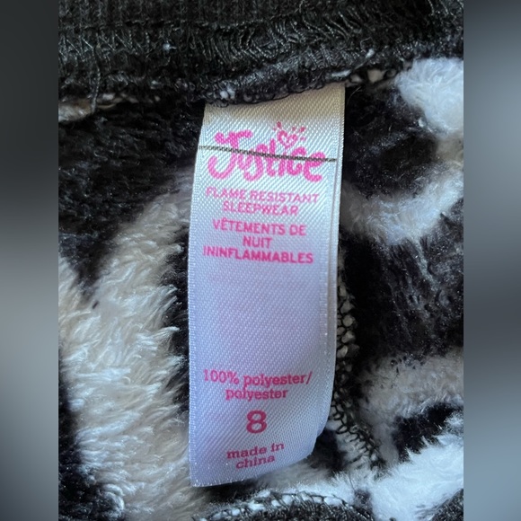 Justice Girls Black Fleece Pants Love Logo Elastic Waistband Size 8 - Picture 3 of 6